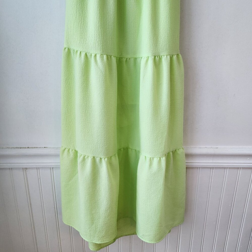 Talulah Aritzia Lime Green Tiered Maxi Dress Puff Sleeves Boho Peasant Women's S - Picture 3 of 6